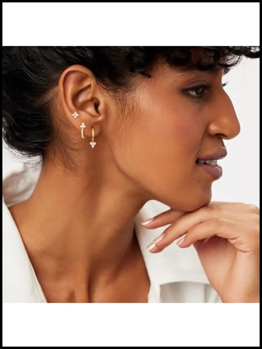 3 Pair Hoop Earrings Set Dainty Stud Dangle Cartilage Hypoallergenic Cubic